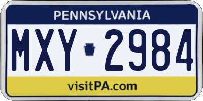 PA license plate MXY2984