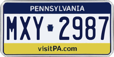 PA license plate MXY2987