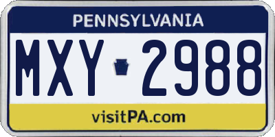 PA license plate MXY2988