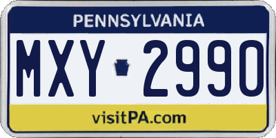 PA license plate MXY2990