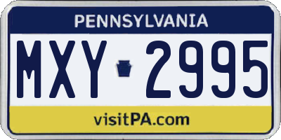 PA license plate MXY2995