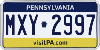 PA license plate MXY2997