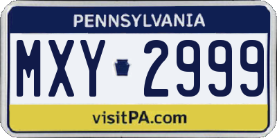 PA license plate MXY2999