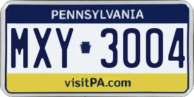 PA license plate MXY3004