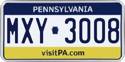 PA license plate MXY3008