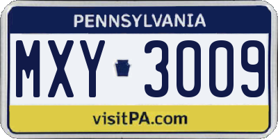 PA license plate MXY3009