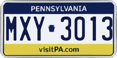 PA license plate MXY3013