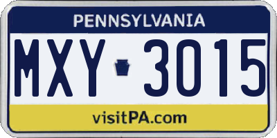 PA license plate MXY3015