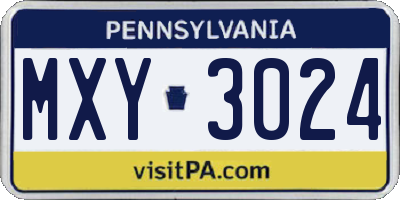 PA license plate MXY3024