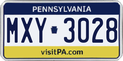 PA license plate MXY3028