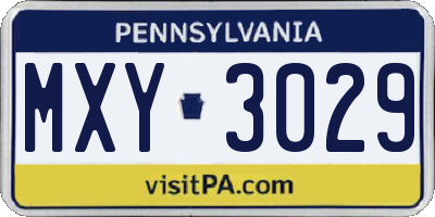 PA license plate MXY3029