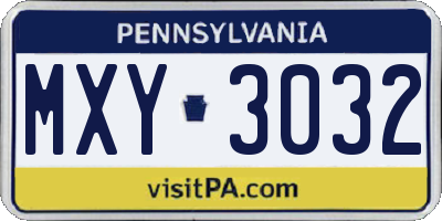 PA license plate MXY3032