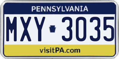 PA license plate MXY3035