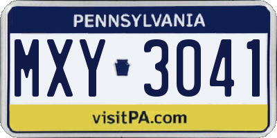 PA license plate MXY3041