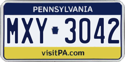 PA license plate MXY3042
