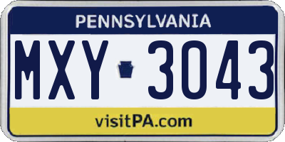 PA license plate MXY3043