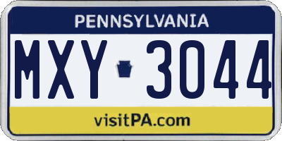 PA license plate MXY3044