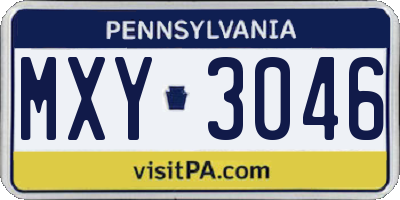 PA license plate MXY3046