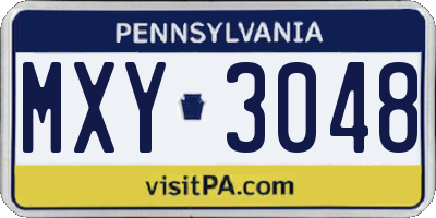 PA license plate MXY3048