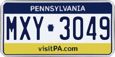PA license plate MXY3049