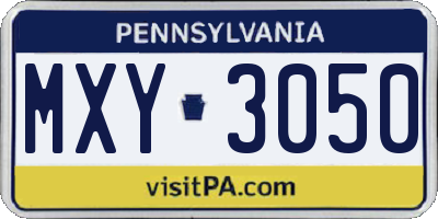 PA license plate MXY3050