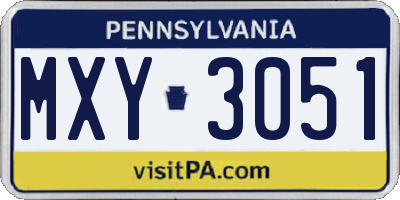 PA license plate MXY3051