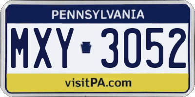 PA license plate MXY3052