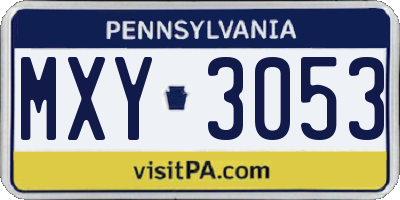 PA license plate MXY3053