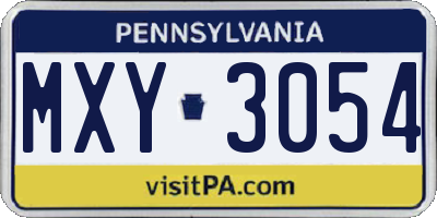 PA license plate MXY3054