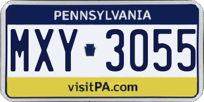 PA license plate MXY3055