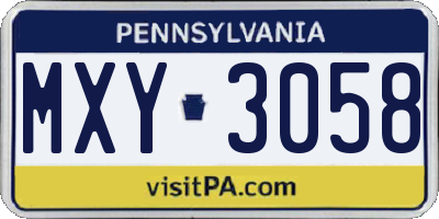 PA license plate MXY3058