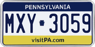 PA license plate MXY3059