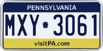 PA license plate MXY3061