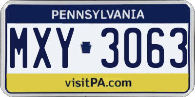 PA license plate MXY3063