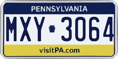 PA license plate MXY3064