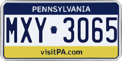 PA license plate MXY3065