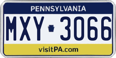 PA license plate MXY3066