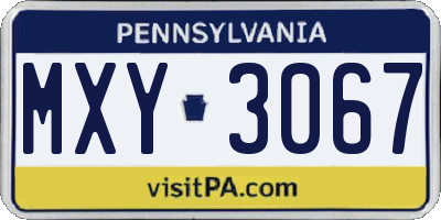 PA license plate MXY3067