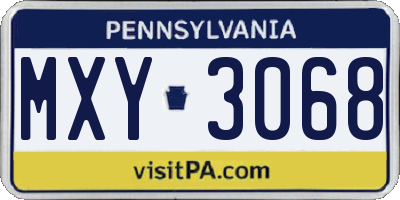 PA license plate MXY3068