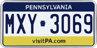PA license plate MXY3069