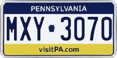 PA license plate MXY3070