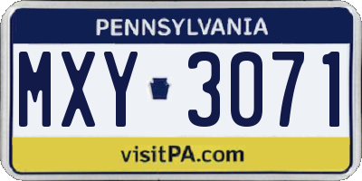PA license plate MXY3071