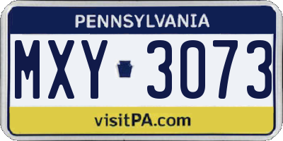 PA license plate MXY3073