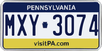 PA license plate MXY3074