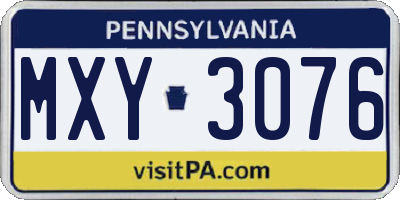 PA license plate MXY3076