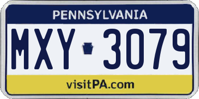 PA license plate MXY3079