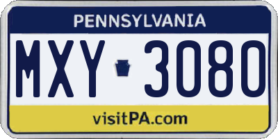 PA license plate MXY3080