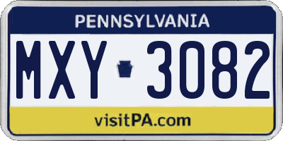 PA license plate MXY3082