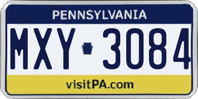 PA license plate MXY3084