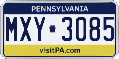PA license plate MXY3085